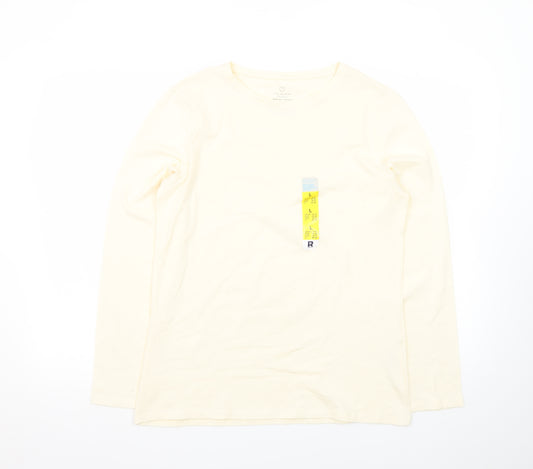 Primark Womens Ivory Long Sleeve Stretch Crew T-Shirt Size L 14/16
