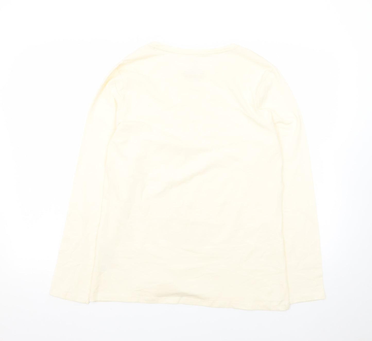 Primark Womens Ivory Long Sleeve Stretch Crew T-Shirt Size L 14/16