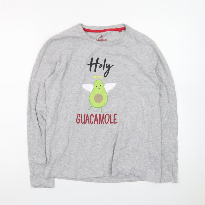 Threadbare Women’s Grey Long Sleeve Funny Avocado T-Shirt Size 10