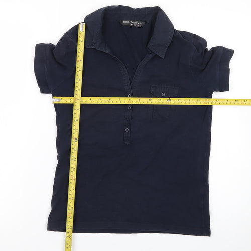 Marks and Spencer Autograph Blue Cotton Stretch Polo Shirt Size S