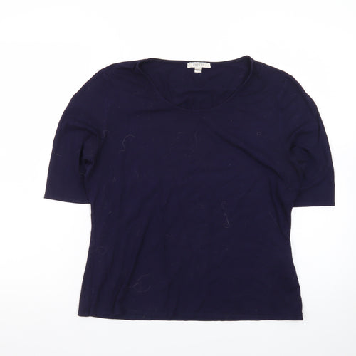 Precis Women’s Blue Cotton Blend Scoop Neck T-Shirt Size L