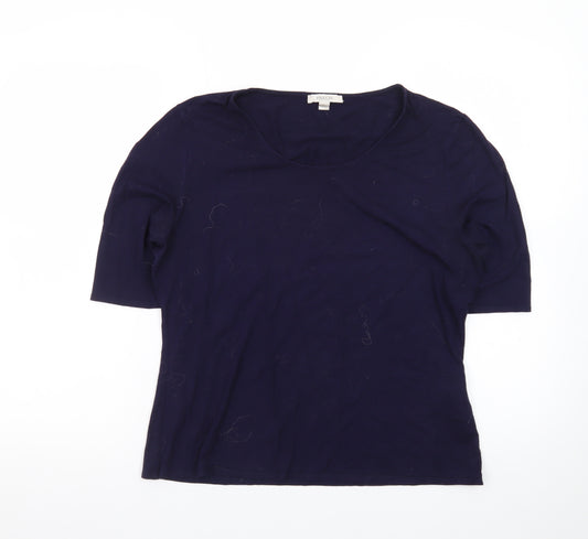 Precis Women’s Blue Cotton Blend Scoop Neck T-Shirt Size L