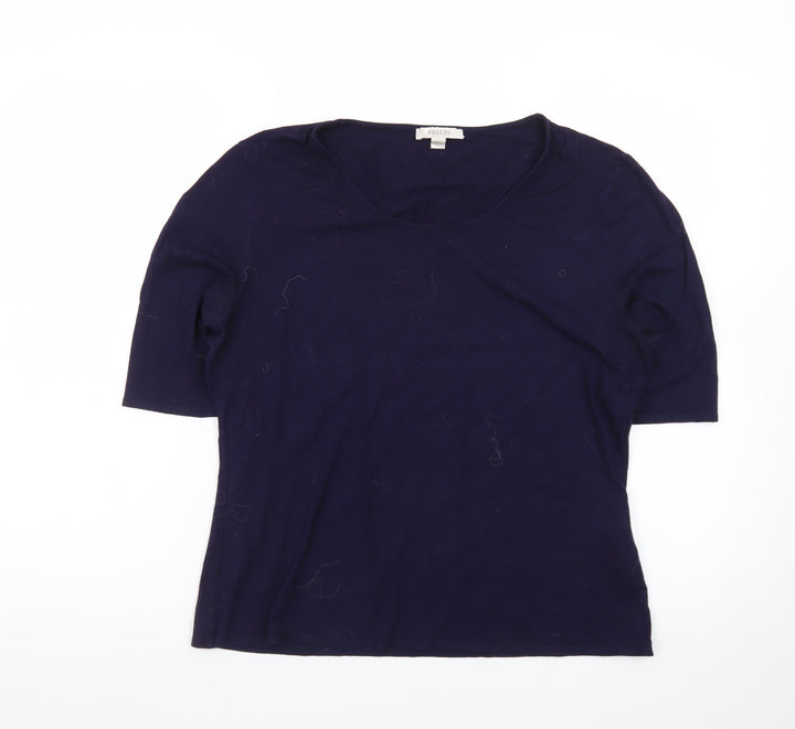 Precis Women’s Blue Cotton Blend Scoop Neck T-Shirt Size L