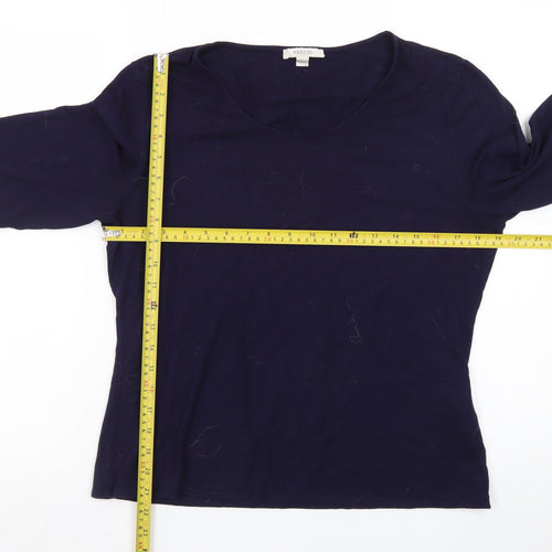 Precis Women’s Blue Cotton Blend Scoop Neck T-Shirt Size L