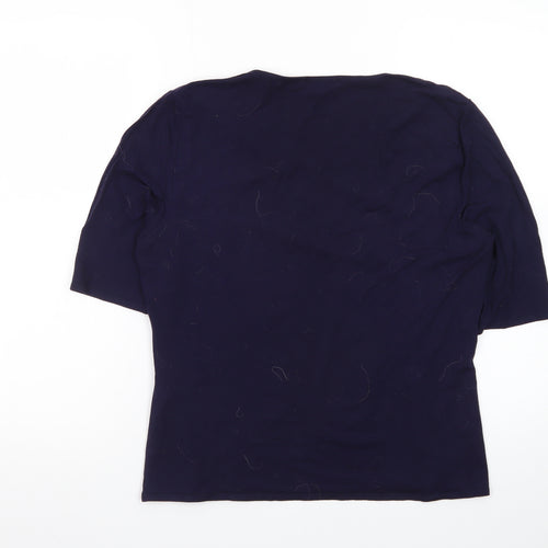 Precis Women’s Blue Cotton Blend Scoop Neck T-Shirt Size L