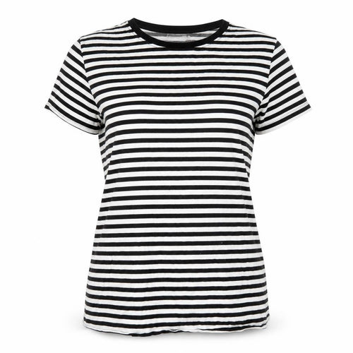 Stradivarius Women's Black Striped Cotton T-Shirt Size 14