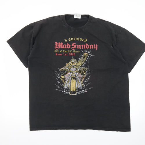 JT's Men's Black Mad Sunday Isle of Man TT Races 2008 Graphic T-Shirt XL