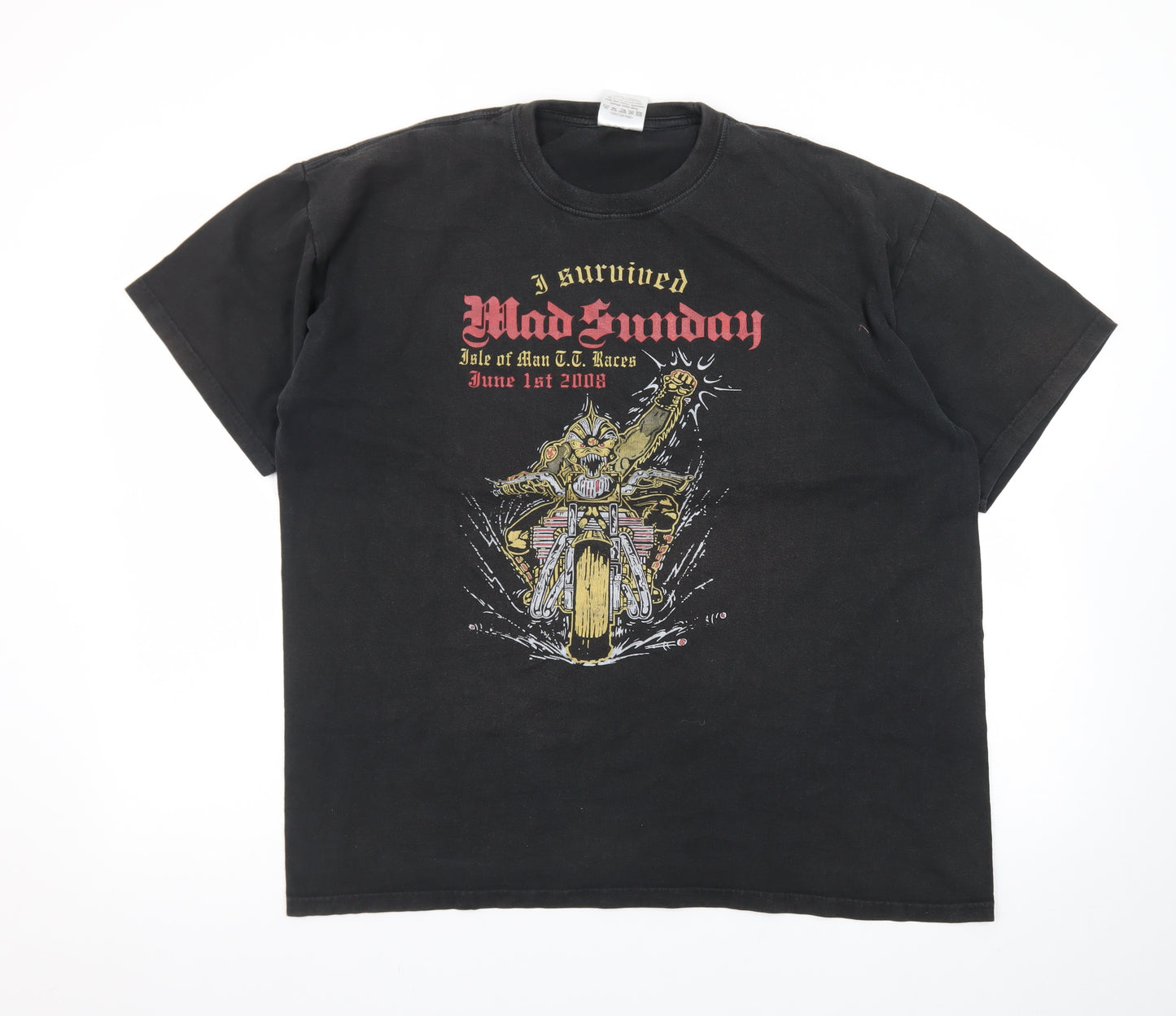 JT's Men's Black Mad Sunday Isle of Man TT Races 2008 Graphic T-Shirt XL
