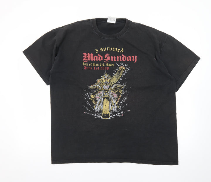 JT's Men's Black Mad Sunday Isle of Man TT Races 2008 Graphic T-Shirt XL