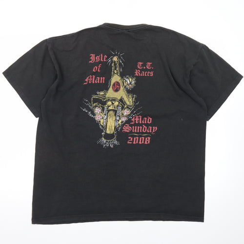 JT's Men's Black Mad Sunday Isle of Man TT Races 2008 Graphic T-Shirt XL