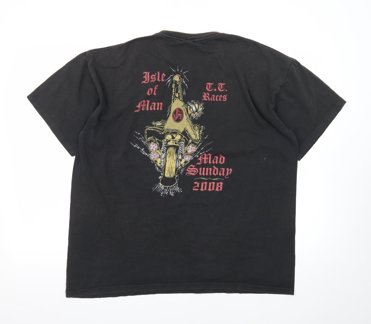 JT's Men's Black Mad Sunday Isle of Man TT Races 2008 Graphic T-Shirt XL