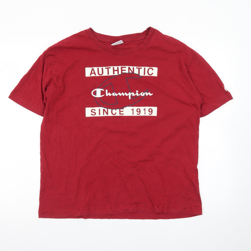 Champion Men’s Red Authentic Since 1919 T-Shirt Medium Cotton Crew Neck