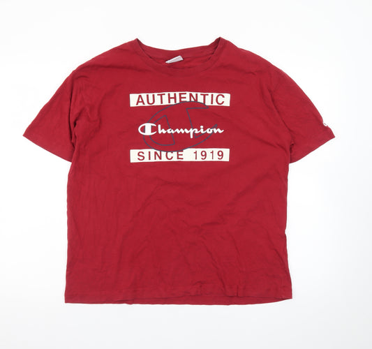 Champion Men’s Red Authentic Since 1919 T-Shirt Medium Cotton Crew Neck