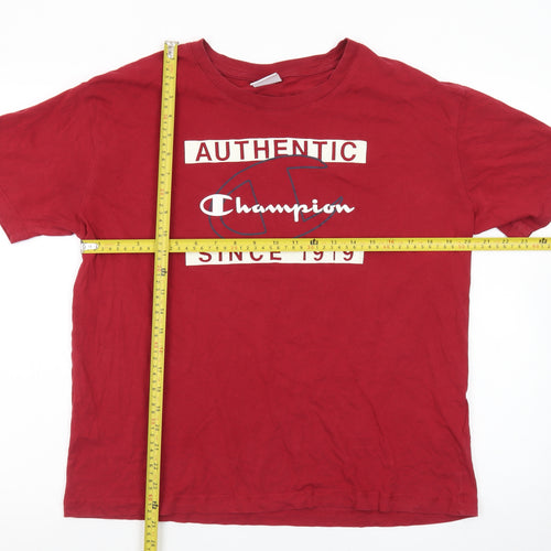 Champion Men’s Red Authentic Since 1919 T-Shirt Medium Cotton Crew Neck