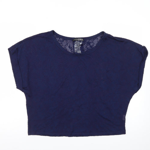 Atmosphere Women Blue Size 14 Cropped Short Sleeve T-Shirt