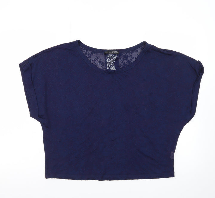 Atmosphere Women Blue Size 14 Cropped Short Sleeve T-Shirt