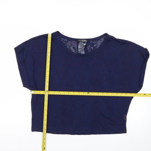 Atmosphere Women Blue Size 14 Cropped Short Sleeve T-Shirt
