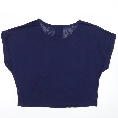 Atmosphere Women Blue Size 14 Cropped Short Sleeve T-Shirt