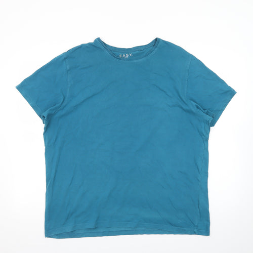 EASY Men’s Blue XL Regular Fit 100% Cotton Crew Neck T-Shirt
