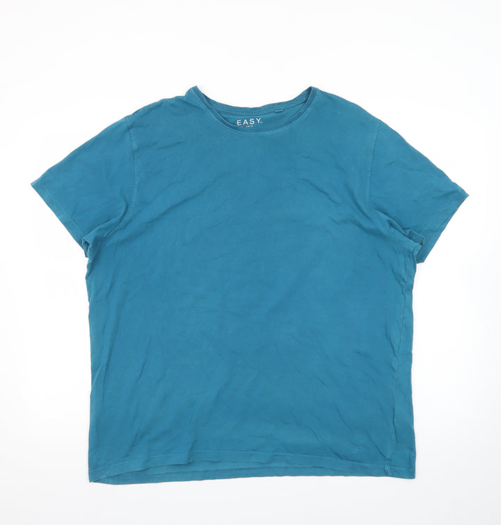 EASY Men’s Blue XL Regular Fit 100% Cotton Crew Neck T-Shirt