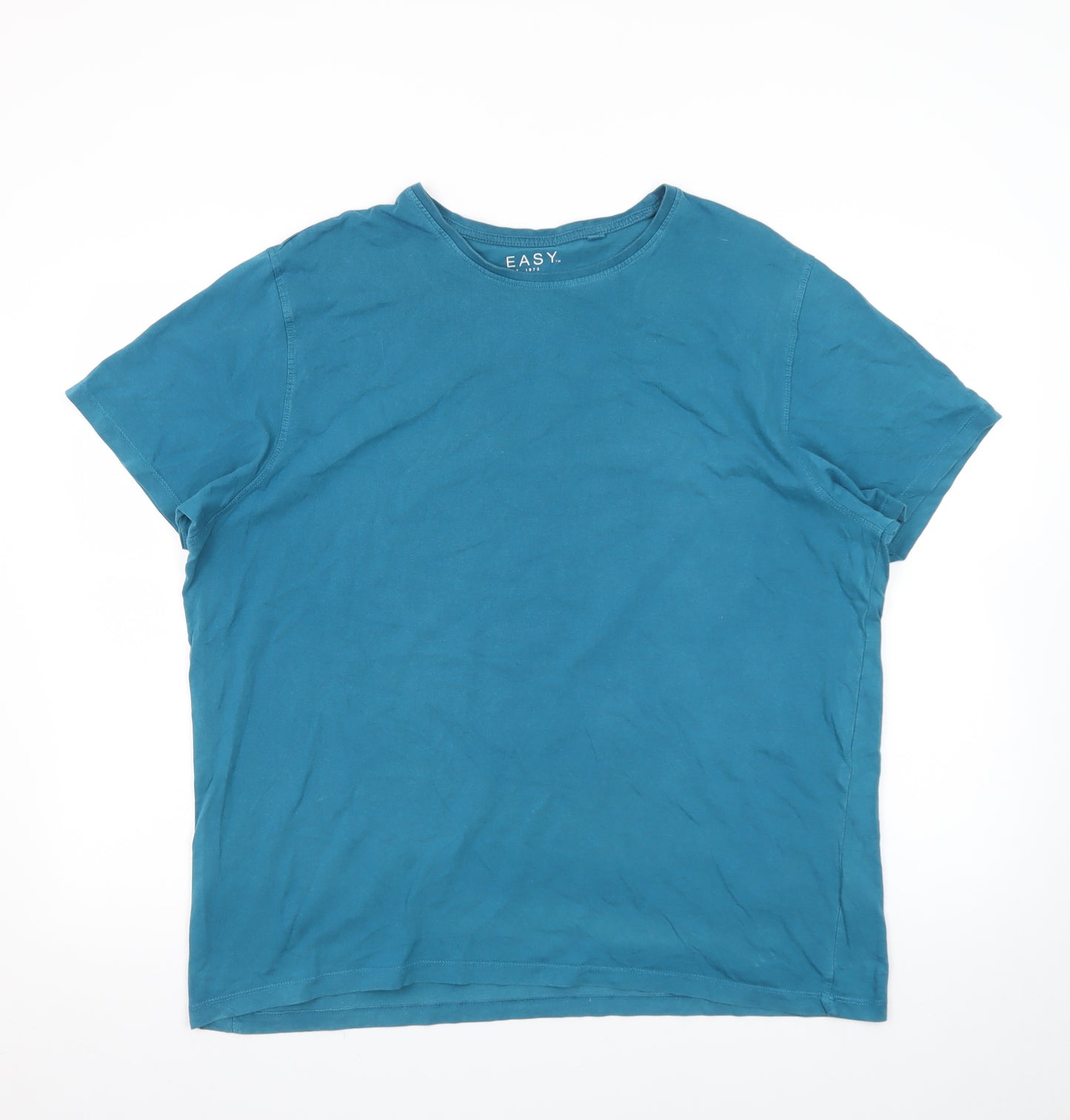 EASY Men’s Blue XL Regular Fit 100% Cotton Crew Neck T-Shirt