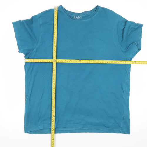 EASY Men’s Blue XL Regular Fit 100% Cotton Crew Neck T-Shirt