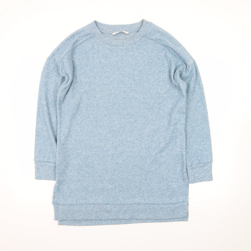 Tu Women Blue Size 10 T-Shirt Dress Long Sleeve Knit Casual