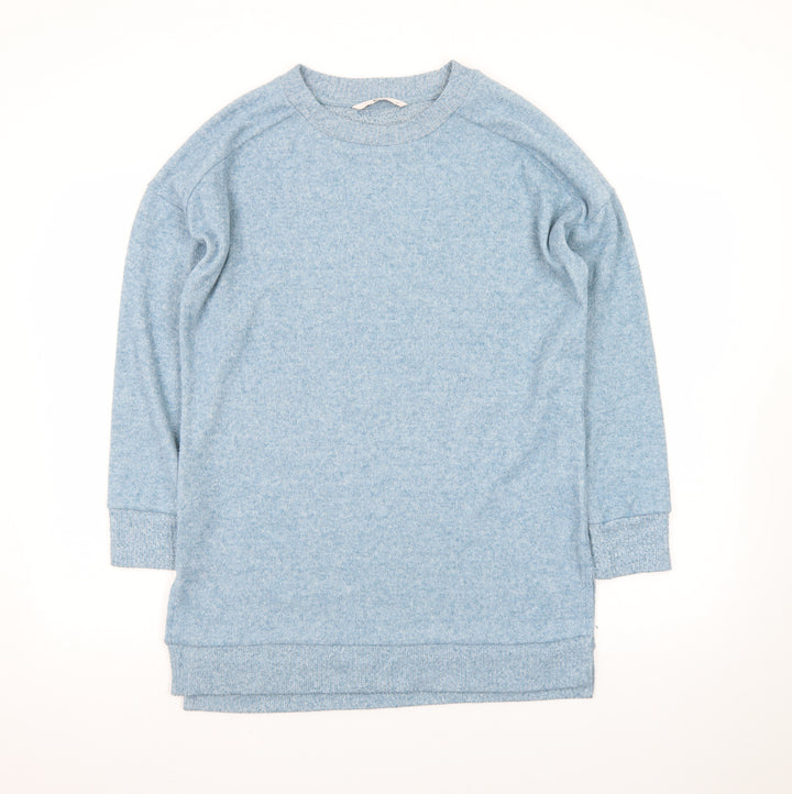 Tu Women Blue Size 10 T-Shirt Dress Long Sleeve Knit Casual