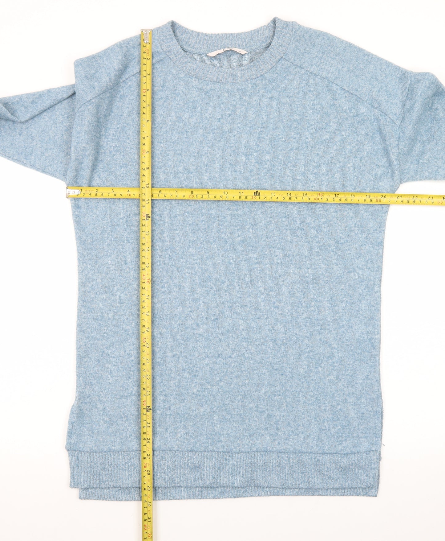 Tu Women Blue Size 10 T-Shirt Dress Long Sleeve Knit Casual