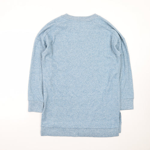Tu Women Blue Size 10 T-Shirt Dress Long Sleeve Knit Casual