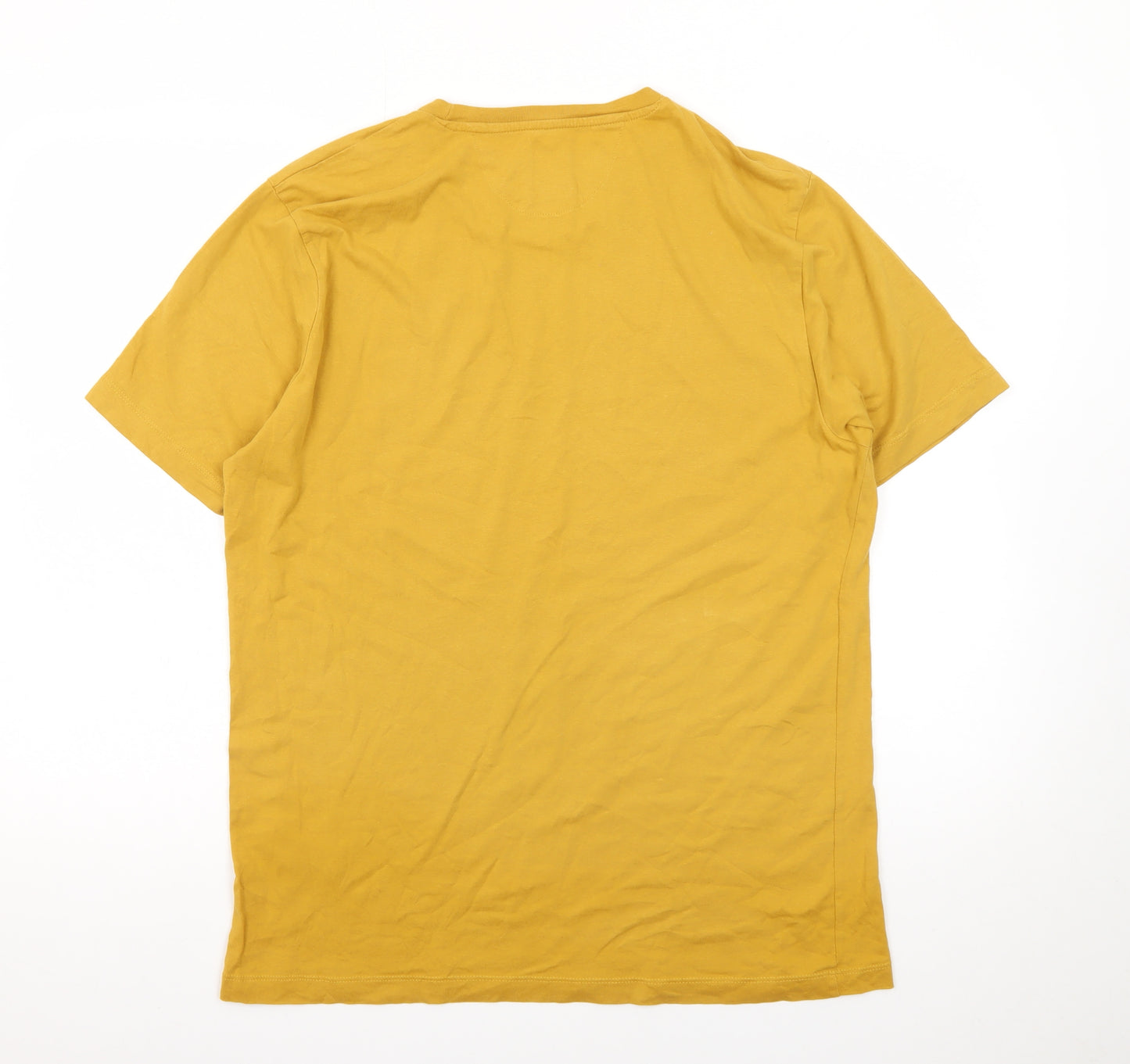 Zara Men Yellow Regular Fit Cotton Crew Neck Short Sleeve T-Shirt L