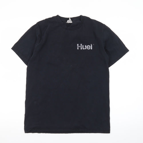 Gildan Men’s Black Huel Logo Cotton Crew Neck Short Sleeve T-Shirt Medium