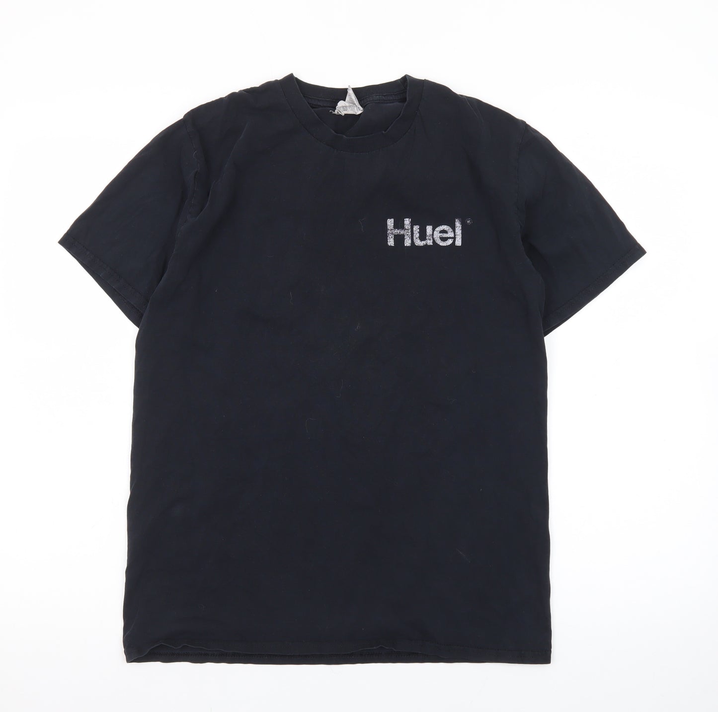 Gildan Men’s Black Huel Logo Cotton Crew Neck Short Sleeve T-Shirt Medium