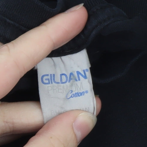 Gildan Men’s Black Huel Logo Cotton Crew Neck Short Sleeve T-Shirt Medium