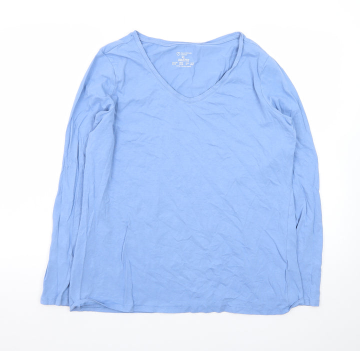 Primark Womens Blue V-Neck Long Sleeve Stretch Top Size XL