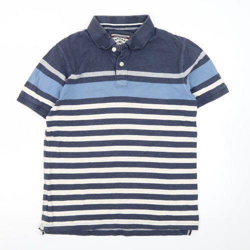 FatFace Men's Blue Striped Cotton Polo Shirt Size M