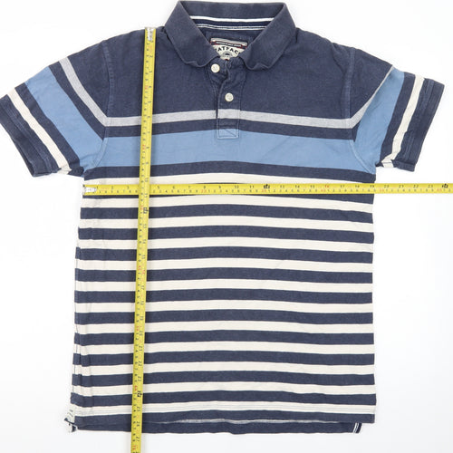 FatFace Men's Blue Striped Cotton Polo Shirt Size M