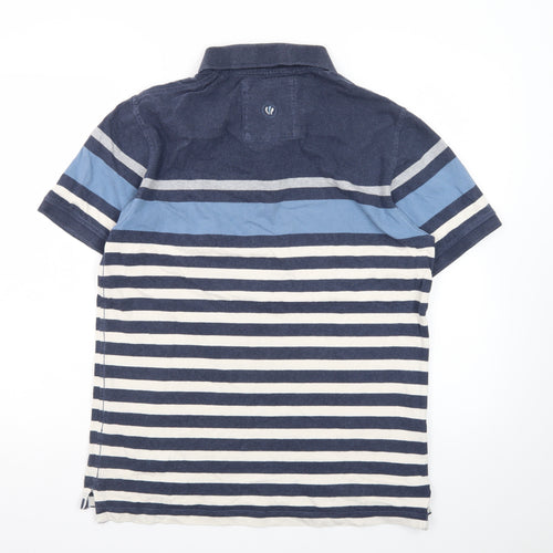 FatFace Men's Blue Striped Cotton Polo Shirt Size M