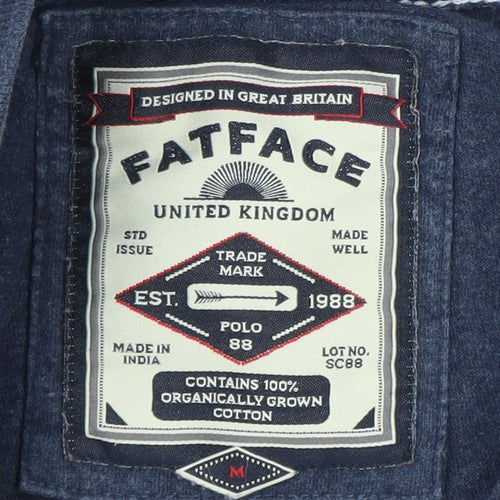 FatFace Men's Blue Striped Cotton Polo Shirt Size M