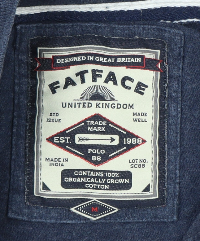 FatFace Men's Blue Striped Cotton Polo Shirt Size M