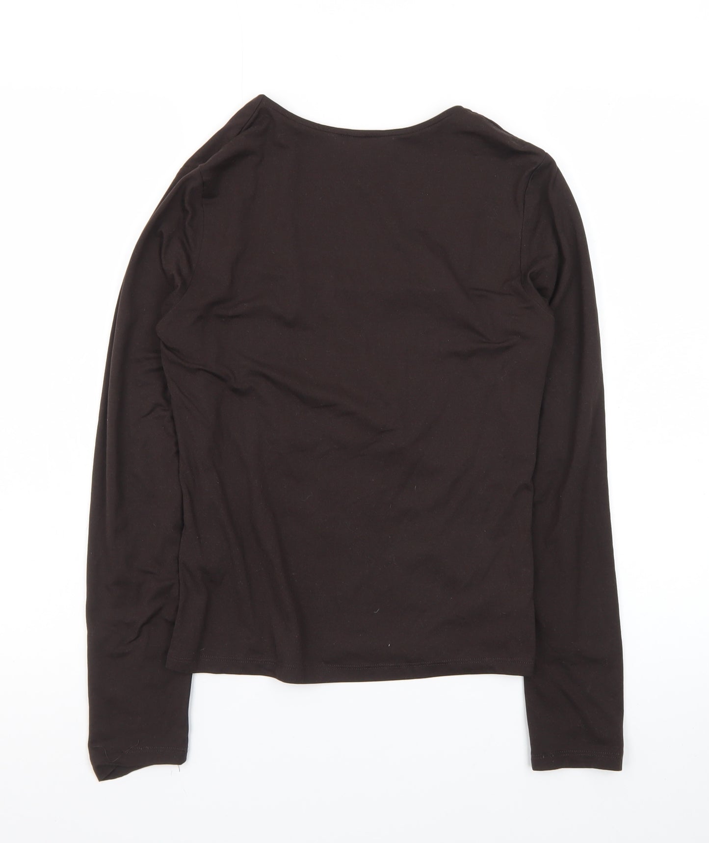 H&M Women's Black Long Sleeve Square Neck Cotton Jersey Top Size 8