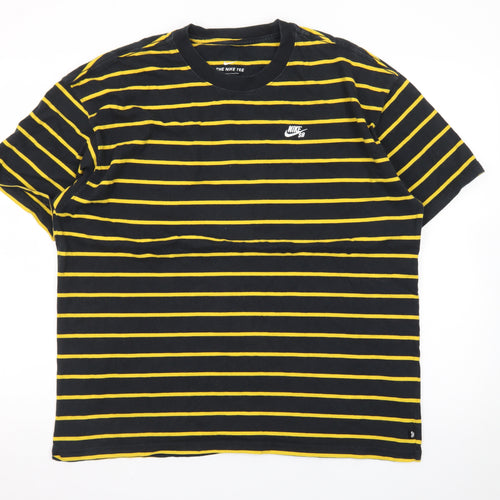 Nike SB Men's Black Yellow Striped Crew Neck T-Shirt Size L