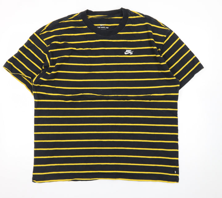 Nike SB Men's Black Yellow Striped Crew Neck T-Shirt Size L