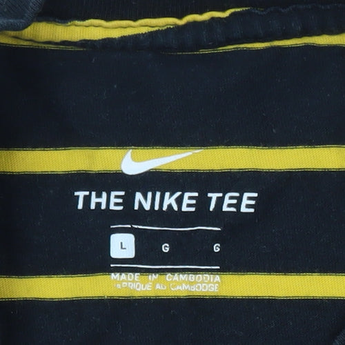 Nike SB Men's Black Yellow Striped Crew Neck T-Shirt Size L