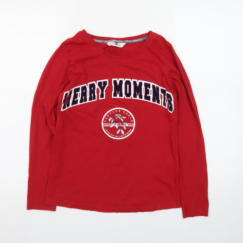 George Teens Red Merry Moments Long Sleeve Christmas T-Shirt Size 4-6