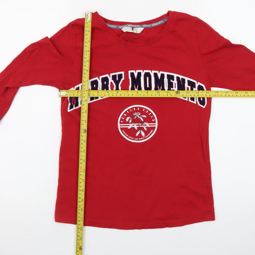 George Teens Red Merry Moments Long Sleeve Christmas T-Shirt Size 4-6