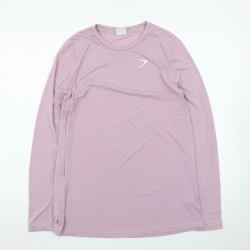 Gymshark Women's Pink Long Sleeve Slim Fit Cotton T-Shirt Size S