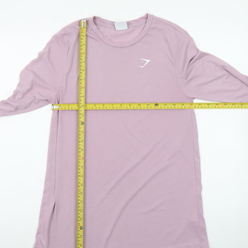 Gymshark Women's Pink Long Sleeve Slim Fit Cotton T-Shirt Size S