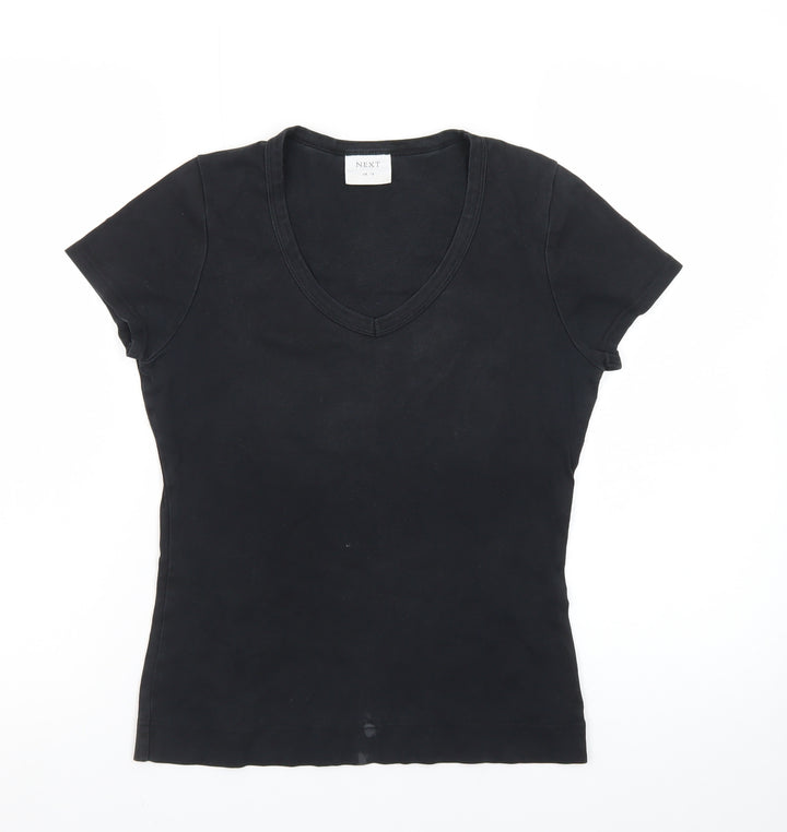 Next Women’s Black V-Neck Cotton Jersey T-Shirt UK 12