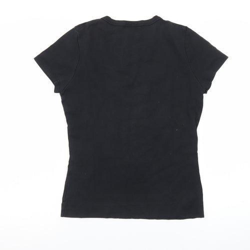 Next Women’s Black V-Neck Cotton Jersey T-Shirt UK 12